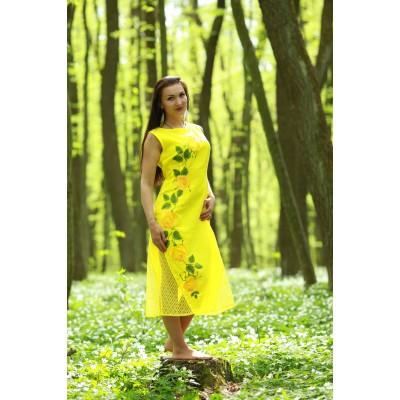 Embroidered dress "Double Yellow"